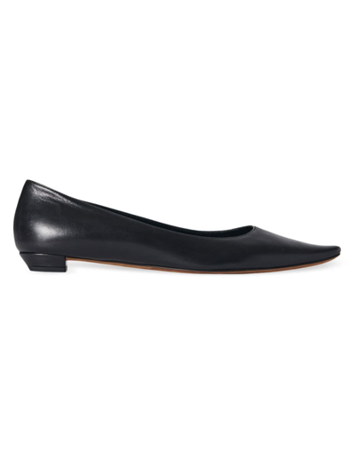 The Row Claudette Satin Point-toe Flats In Black