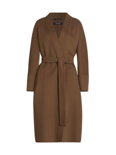 Max Mara Women's Calla Cashmere Wrap Coat In Brown Bronze