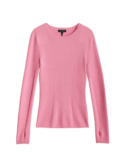 Rag & Bone Audrina Wool Rib Sweater In Pink