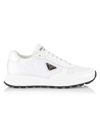 Prada Men's Leather Lace-up Sneakers In Bianco Nero