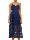 Endless Rose Lace Spaghetti Strap Midi Dress In Navy