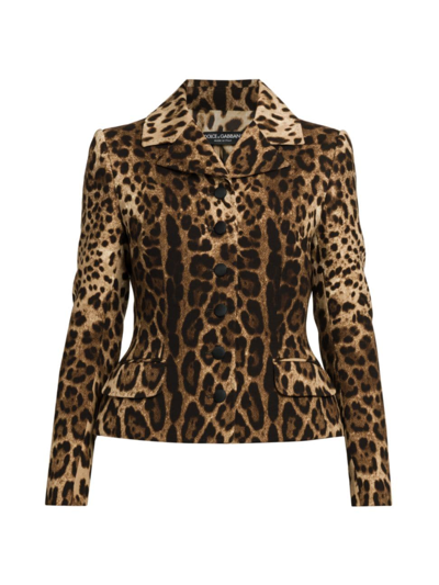 Dolce & Gabbana Women's Leopard-print Peplum Jacket In Leo New