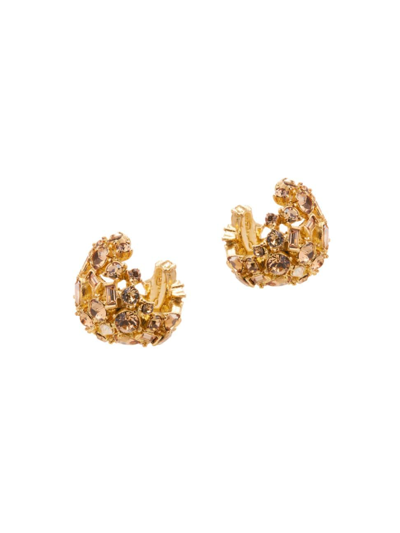 Oscar De La Renta Women's Goldtone & Glass Crystal Domed Earrings In Brass