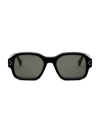 Celine Men's Bold 3-dot Acetate-nylon Square Sunglasses In Shiny Black Smoke