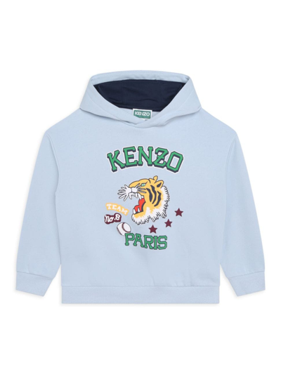 Kenzo Babies' Little Boy's & Boy's Logo Hooded Sweatshirt In Pale Blue