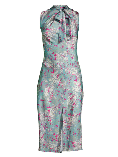 Undra Celeste Women's Tieneck Abstract Satin Dress In Confetti Animal