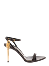 TOM FORD BLACK LEATHER SANDALS WITH PADLOCK DETAIL  TOM FORD WOMAN