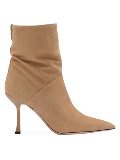 Hugo Boss High-heeled Ankle Boots In Suede With Pointed Toe In Beige