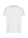 Valentino Cotton Crewneck T-shirt With Black Untitled Studs In White