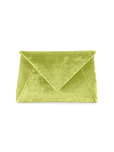 Tyler Ellis Women's Lee Pouchet Small Crushed Velvet With Gold Hardware In Chartreuse