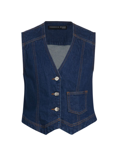 Veronica Beard Women's Valeria Cropped Denim Vest In Washed Oxford