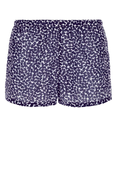 Prada Logo Plaque Swim Shorts In Purple