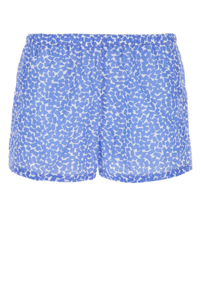 Prada Logo Plaque Swim Shorts In Blue