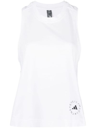 Adidas By Stella Mccartney True Pace Running Logo-print Tank Top In White