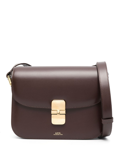 Apc Small Grace Leather Crossbody Bag In Brown