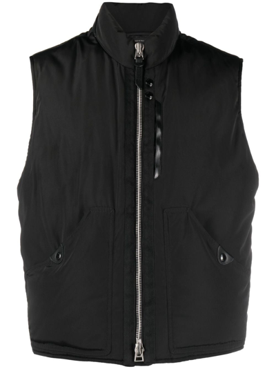 Tom Ford Ottoman Zip-up Padded Gilet In Black