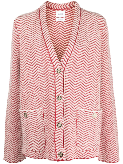 Barrie Chevron-knit V-neck Cardigan In Red