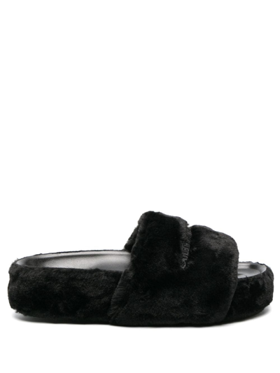 Stella Mccartney Faux-fur Moulded-footbed Slippers In Black