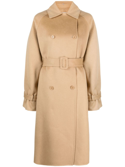 P.a.r.o.s.h Wool Double-breasted Coat In Beige