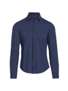 Emporio Armani Men's Stretch Linen Sport-fit Long-sleeve Shirt In Blue