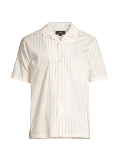 Vince Monte Stripe Short Sleeve Camp Short In White