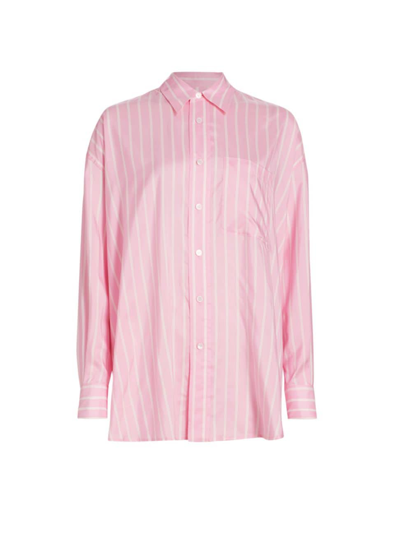 Bottega Veneta Double Stripe Collared Shirt In Pink