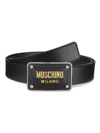 Moschino Men's Logo Leather Buckle In Fantasy Print Black