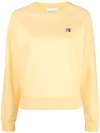 Maison Kitsuné Crew-neck Sweatshirt With Embroidered Patch In Yellow