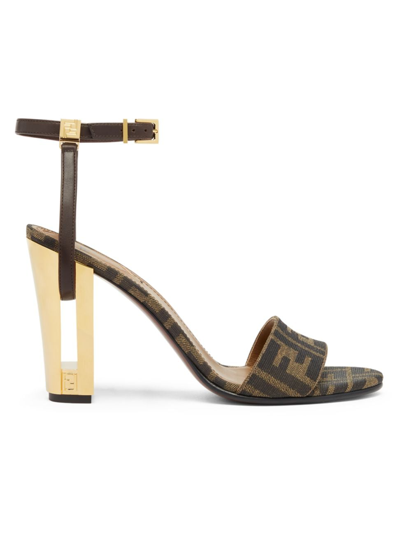 FENDI WOMEN'S FF 95MM TRACED HEEL SANDALS