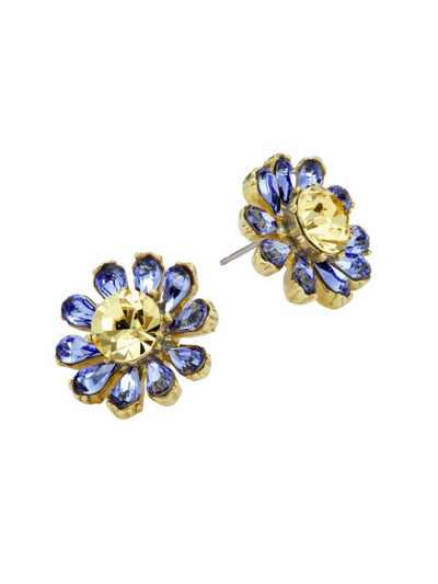 Oscar De La Renta Women's Gigi Goldtone & Glass Crystal Flower Stud Earrings In Light Sapphire