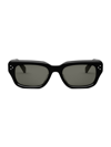 Celine Men's Bold 3 Dots 64mm Rectangular Sunglasses In Shiny Black/smoke