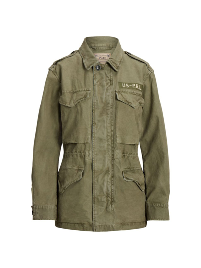 Polo Ralph Lauren Military Green Surplus Jacket With Embroidered Patch In Cotton Woman In Khaki