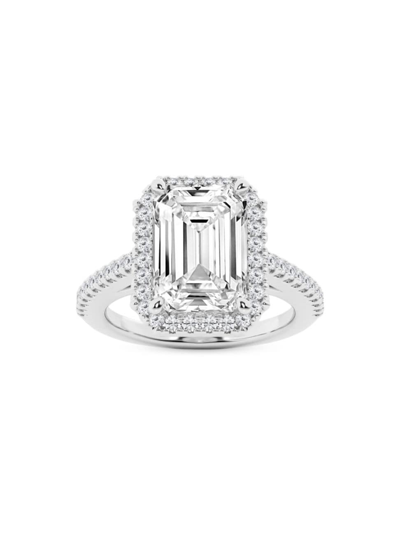 Saks Fifth Avenue Women's 18k White Gold & 3.5 Tcw Lab-grown Diamond Halo Engagement Ring