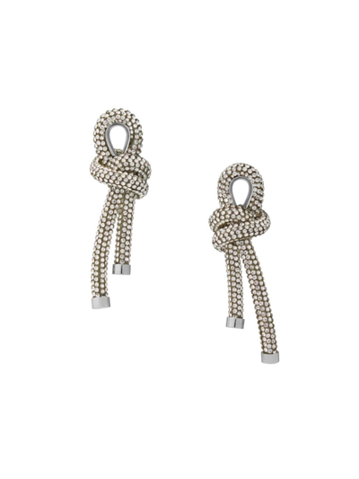Balenciaga Rope Crystal-embellished Earrings In Silver