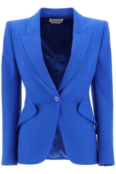 Alexander Mcqueen Classic Single-breasted Suiting Blazer In Blue