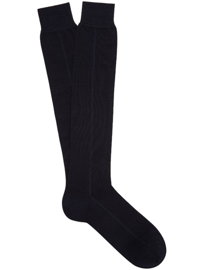 Zegna Ribbed Cotton-blend Socks In Black