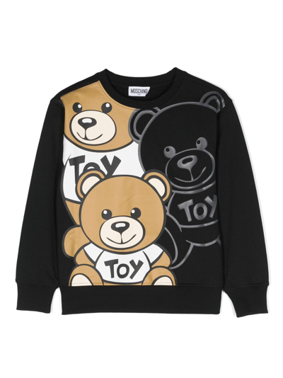 Moschino Kids' Teddy Bear-print Cotton Sweatshirt In Black