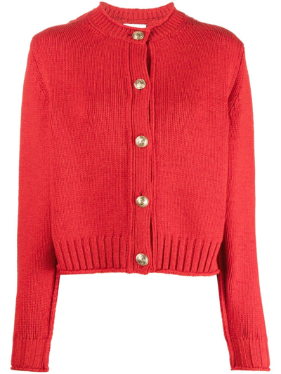 Barrie Button-up Cashmere Cardigan In Red