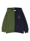 THERE WAS ONE LOGO-EMBROIDERED COLOUR-BLOCK HOODIE