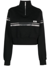 GCDS LOGO-PRINT CRYSTAL-EMBELLISHED SWEATSHIRT