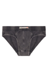 Diesel Denim-effect Stretch-cotton Briefs In Black