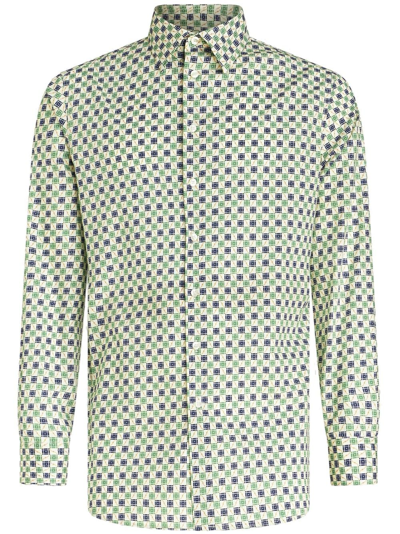 Etro Geometric-print Cotton Shirt In Green