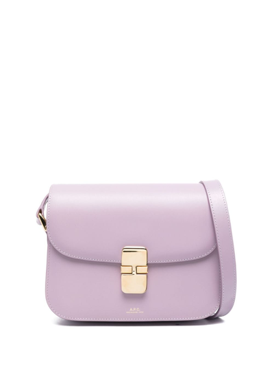 Apc Small Grace Leather Shoulder Bag In Purple