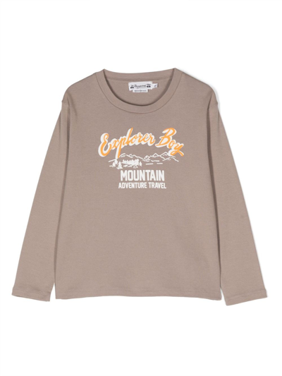 Bonpoint Kids' Explorer Boy-print Crew-neck Sweatshirt In Neutrals