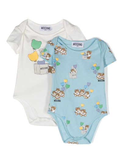 Moschino Babies' Teddy Bear-motif Cotton Body (pack Of Three) In White