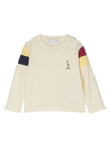 THERE WAS ONE LOGO-PRINT COLOUR-BLOCK T-SHIRT