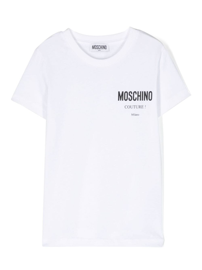 Moschino Kids' Logo-print Cotton T-shirt In White