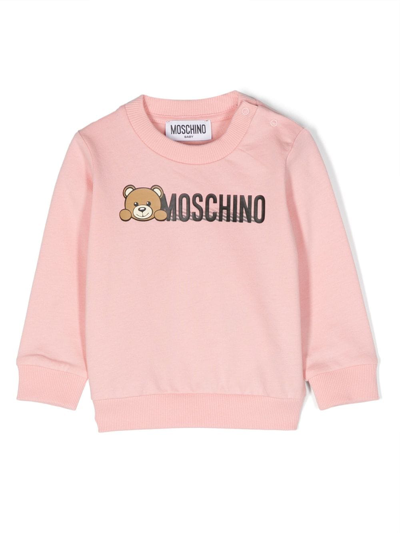 Moschino Babies' Logo-print Cotton Sweatshirt In Pink