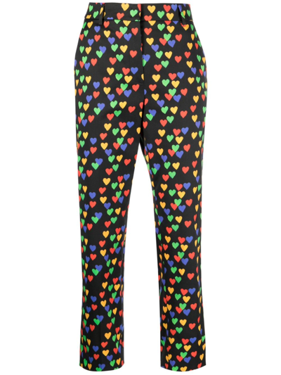 Akris Flavin Hearts Printed Trouser Pants In Black Multicolor