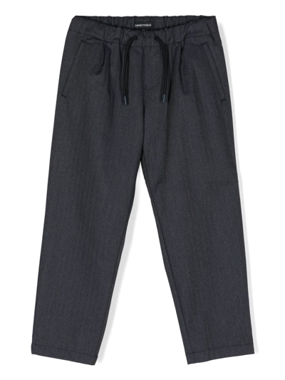 Emporio Armani Kids' Drawstring-waist Straight-leg Trousers In Blue